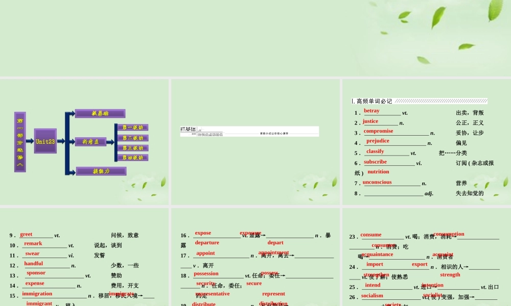 高考英语一轮复习 Unit23 Conflict课件 北师大版选修8 课件