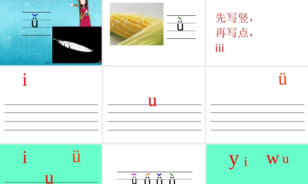 苏教版-一年级上册-拼音2、《i-u-ü》