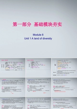 高考英语第一轮复习 第一部分课文 Module 8 Unit 1 A land of diversity课件
