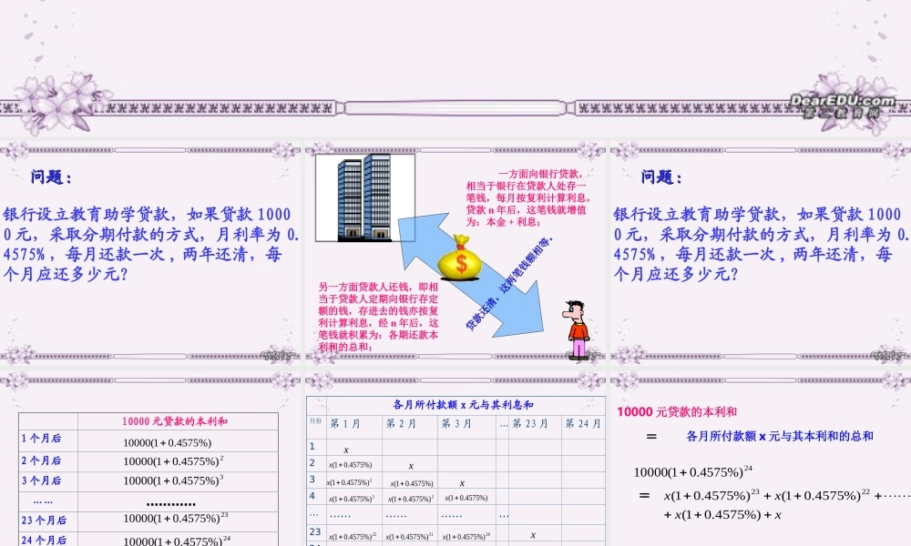 高一数学数列在分期付款中的应用课件1 新课标 人教A版 课件