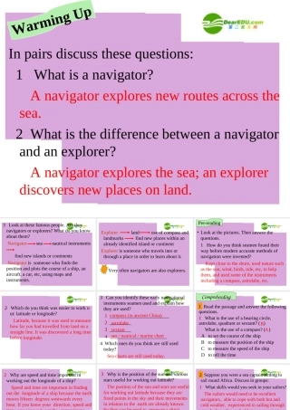 高中英语 Unit2Sailing the oceans-Textbook课件 新人教选修9 课件