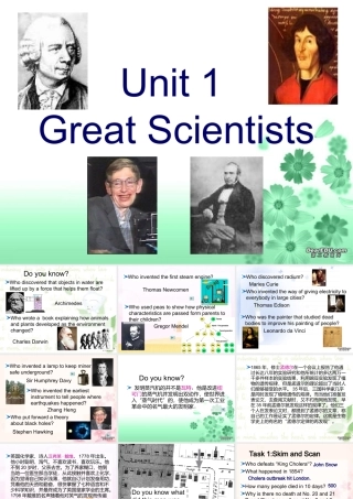 高中英语必修5 Unit1 Great scientist period3课件