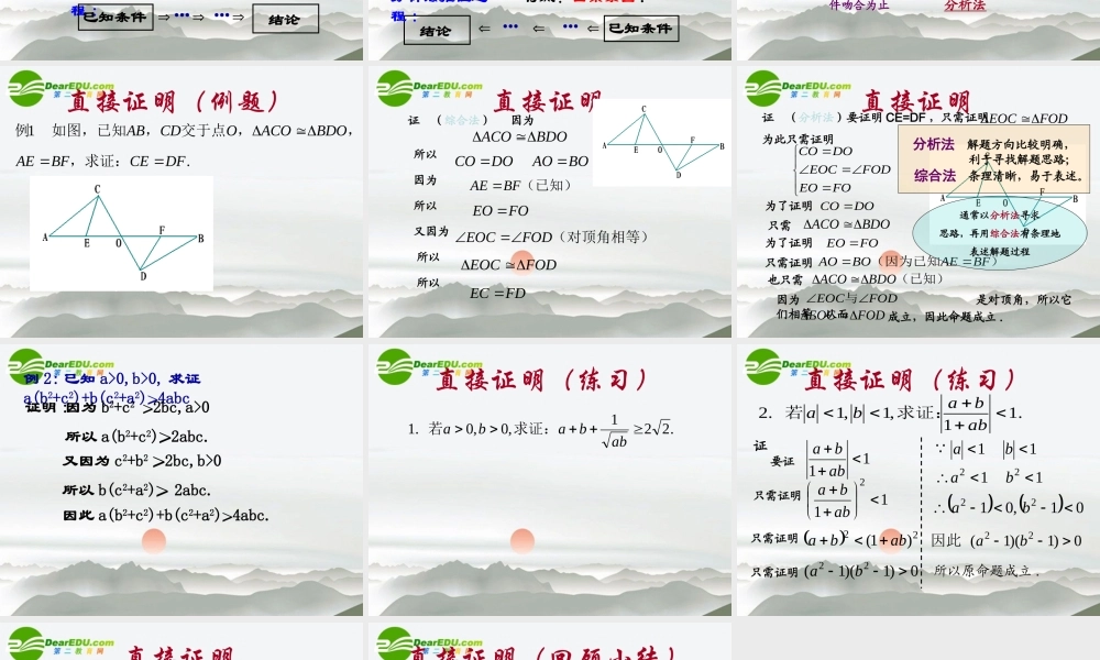 高中数学 直接证明课件 苏教版选修2-2 课件