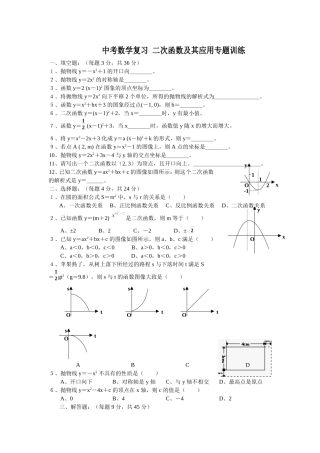 中考数学复习二次函数及其应用专题训练
