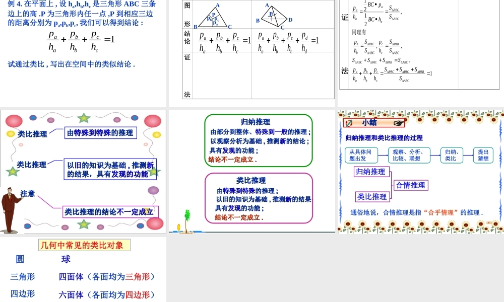 高中数学：情推理-----类比推理课件新人教版选修2 课件