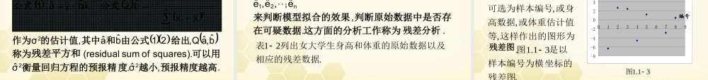 高中数学 11(回归分析的基本思想及其初步应用)课件 新人教A版选修1-2 课件