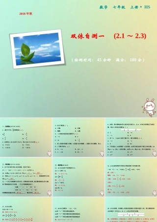 秋七年级数学上册 双休自测一(2.1 2.3)课件 (新版)华东师大版 课件