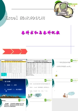高中信息技术 (EXCEL条件求和、条件记数函数)课件 教科版选修4 课件