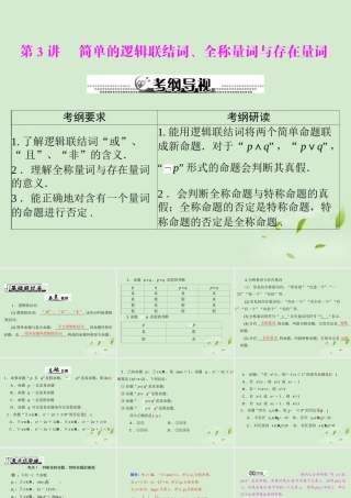 高考数学一轮复习 第一章 第3讲 简单的逻辑联结词、全称量词与存在量词课件 理 课件