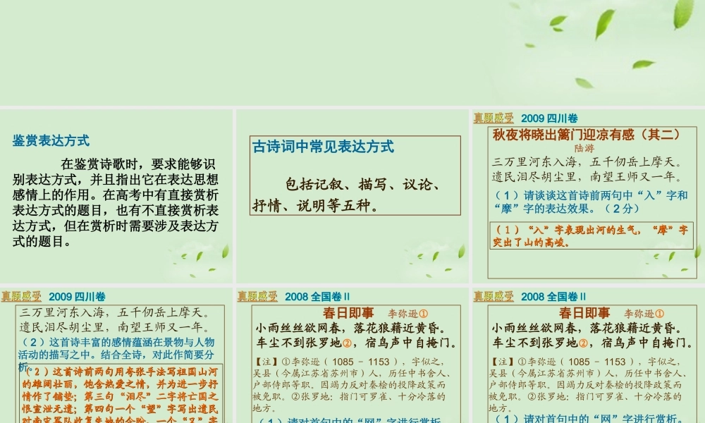 高考语文 考前指导 诗歌表达方式课件