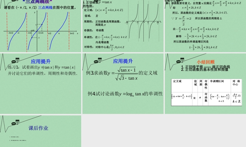 高中数学 143正切函数图像及性质教学课件 新人教A版必修4 课件