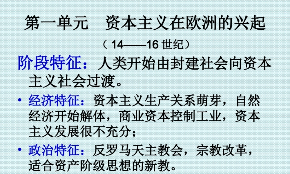 资本主义在欧洲的兴起。
