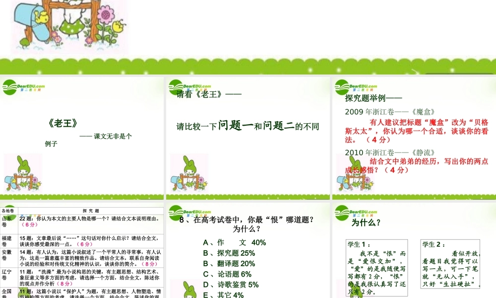 浙江省高考语文试题分析 探究 探究题 课件 苏教版 课件