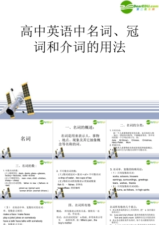 高考英语 名词、冠词、介词复习课件 新人教版 课件