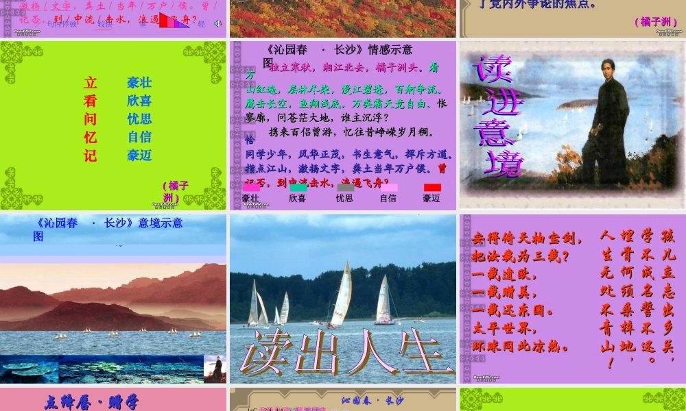 高一语文毛泽东词二首 沁园春 长沙 新课标 人教版 课件