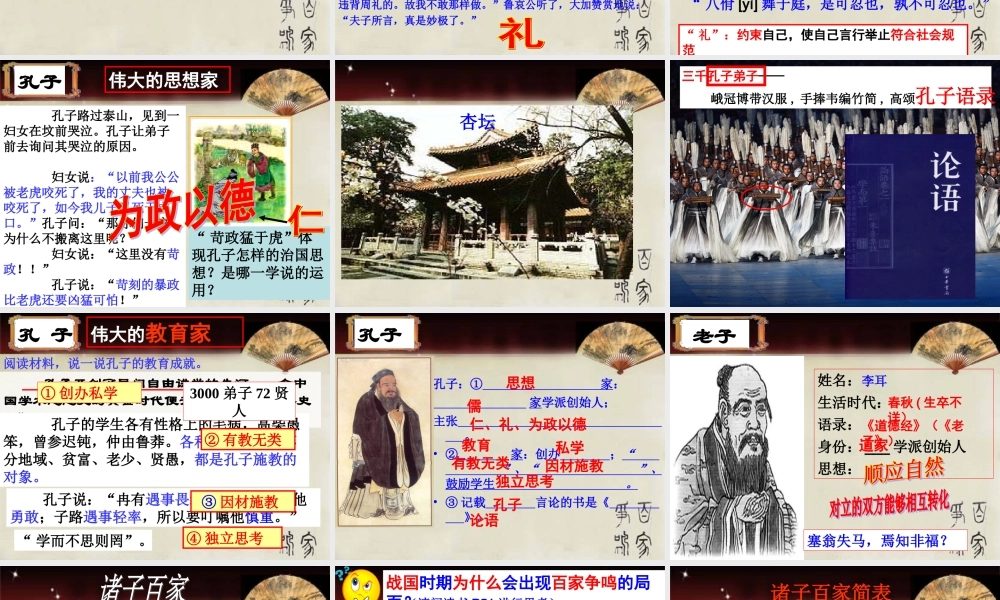 北师大版历史七年级上册第10课-思想的活跃与百家争鸣