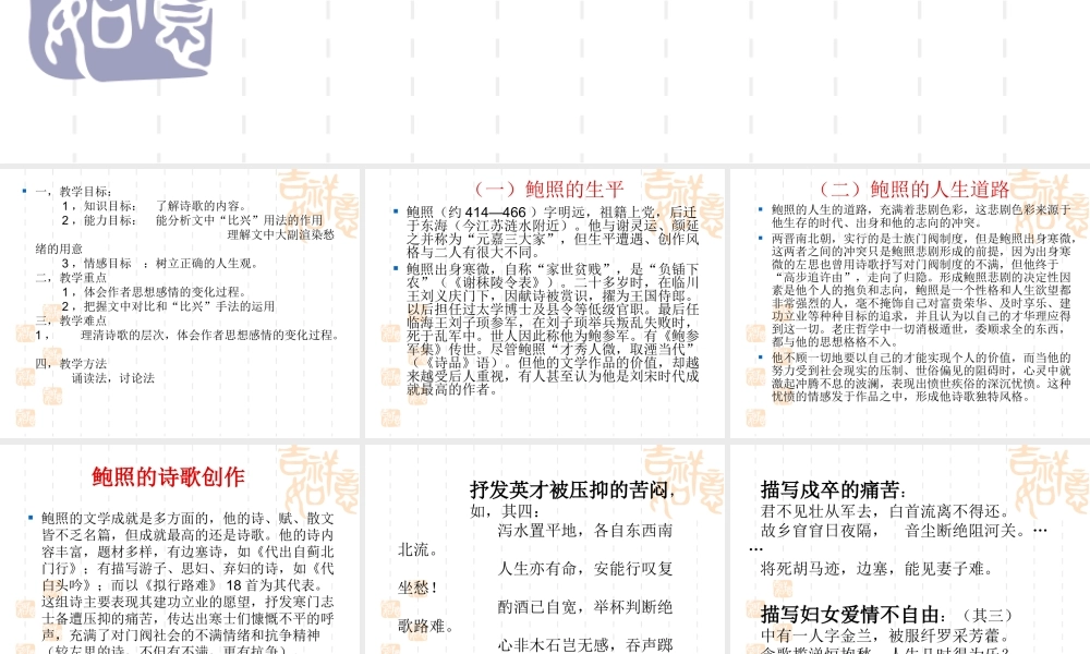 高中语文：13(拟行路难)PPT课件(新人教选修) 课件