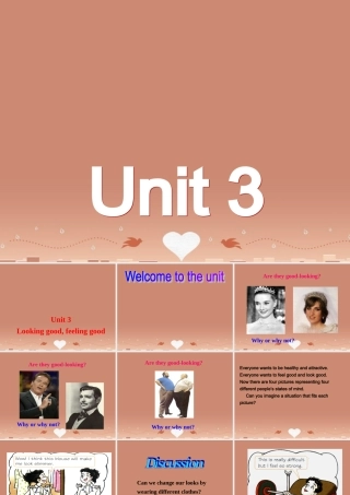 高中英语 Unit 3 Looking good,feeling good Welcome to the unit课件 牛津译林版必修1 课件