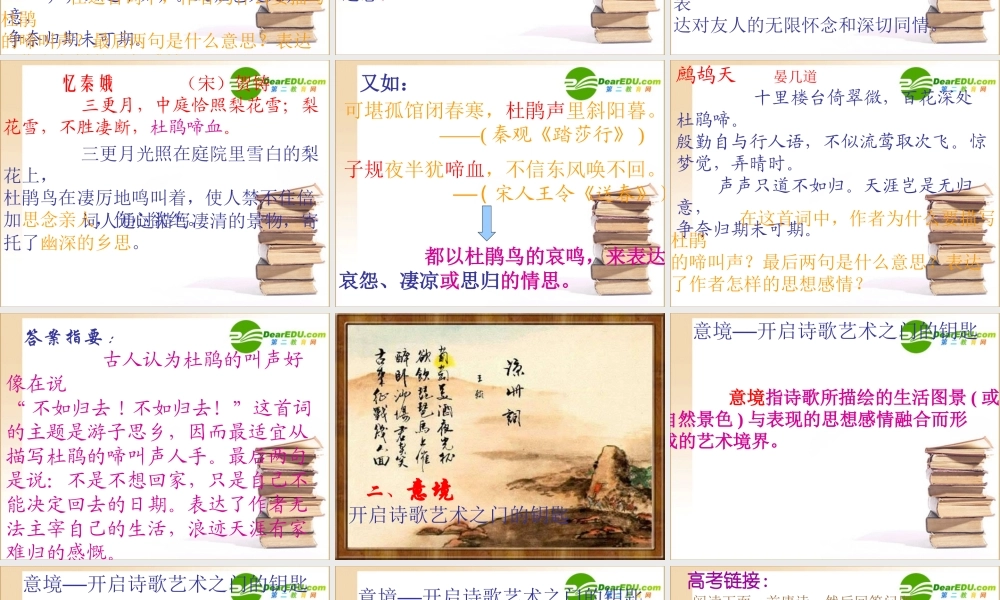 高中语文高考语文复习：诗歌鉴赏之意象、意境、意趣课件