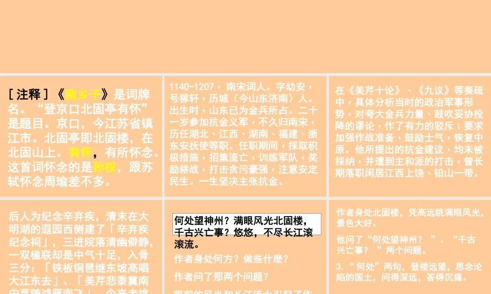 《南乡子.登京口北固亭有怀》ppt课件【鄂教版九年级下册】