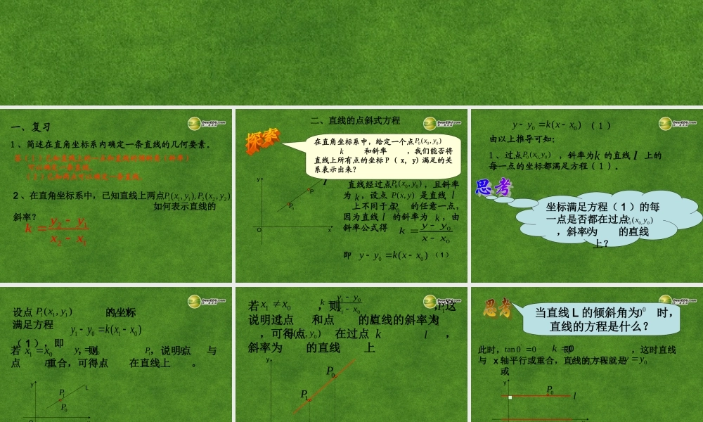 高中数学 直线的点斜式方程课件 新人教A版必修2 课件