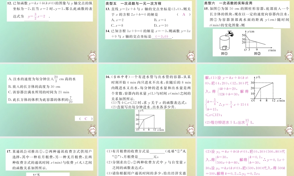 秋八年级数学上册 第4章 一次函数知识分类强化作业课件 (新版)北师大版 课件