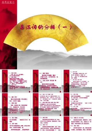 高考总复习 易混词的分辨一 高考语文 易混词辨析课件[整理两套] 高考语文 易混词辨析课件[整理两套]
