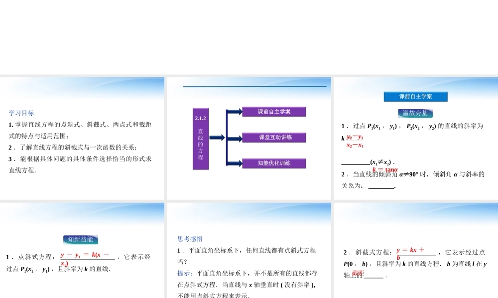 高中数学 第2章212直线的方程课件 苏教版必修2 课件