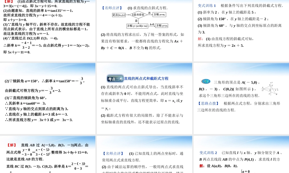 高中数学 第2章212直线的方程课件 苏教版必修2 课件