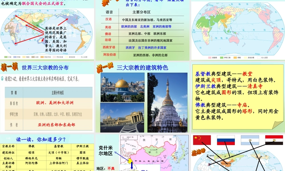 秋七年级历史与社会上册 世界大家庭复习课件 人教版 课件