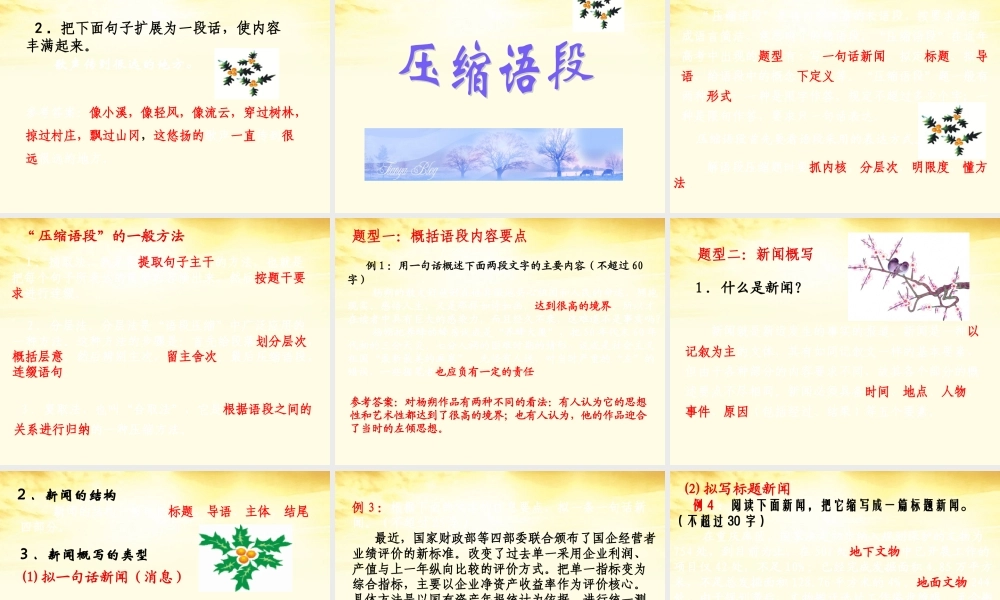 高三语文 扩展语句压缩语段课件