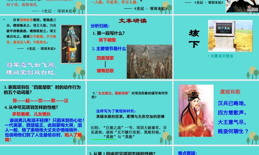 语文第四单元第3课项羽之死课件新人教版选修中国古代诗歌散文欣赏 课件