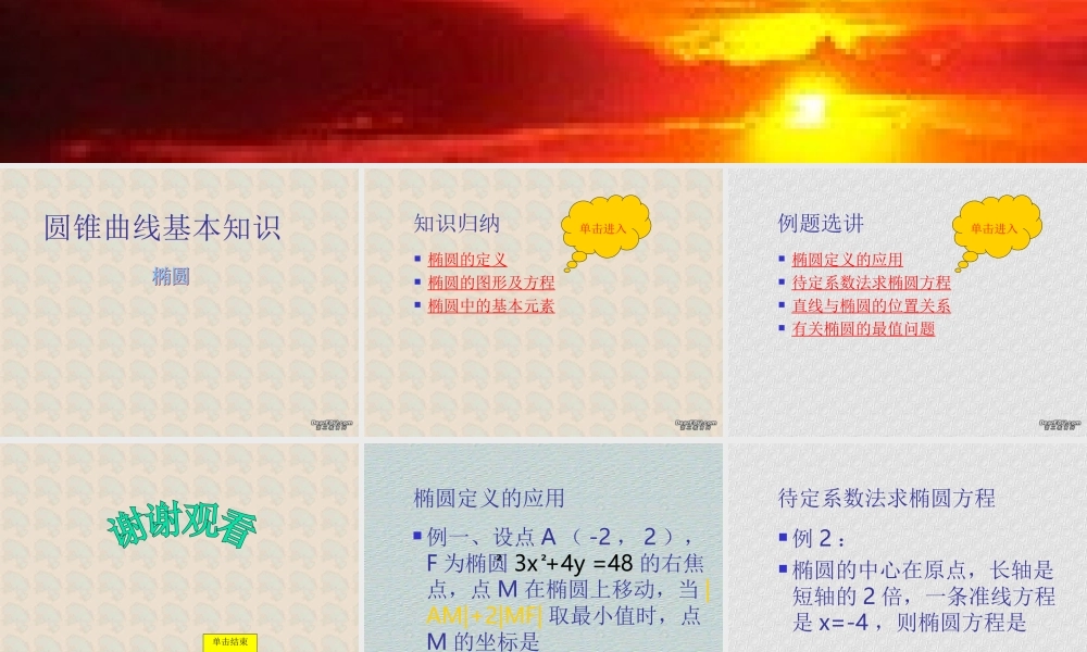 高二数学椭圆教学课件 人教版 课件