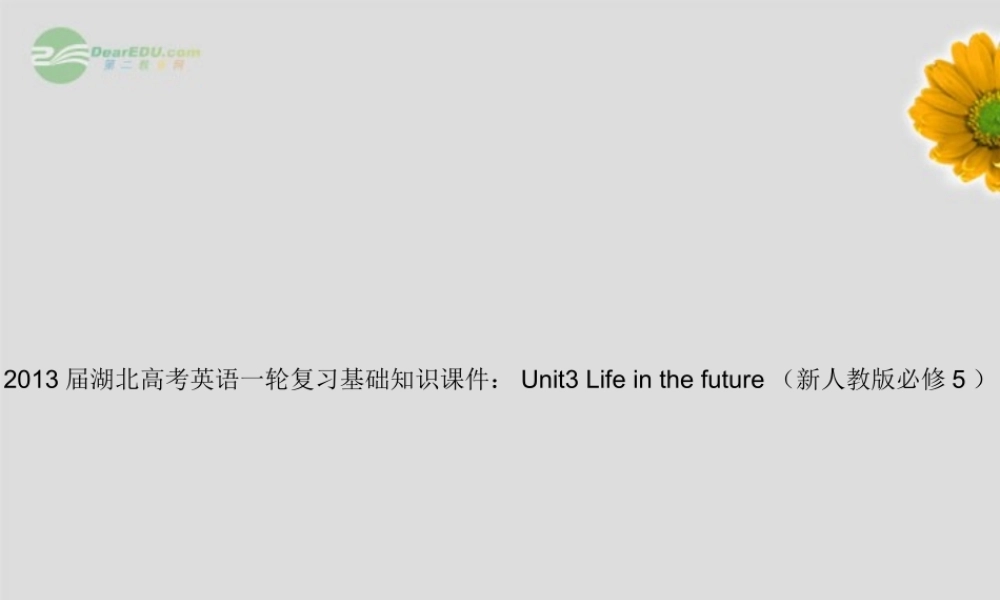 湖北省高考英语一轮复习基础知识课件 Unit3 Life in the future 新人教版必修5 课件