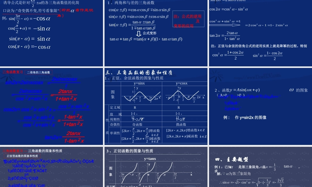 高一数学三角函数综合复习课件 人教版 课件