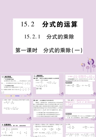 秋八年级数学上册 15(分式)15.2 分式的运算 15.2.1 分式的乘除 第1课时 分式的乘除(一)习题课件 (新版)新人教版 课件