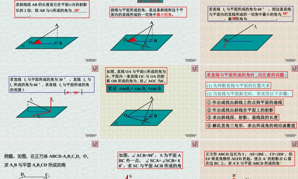 高二下数学期终复习专题系列1 角的问题 高二数学下学期期终复习专题系列课件集 新课标 人教版 高二数学下学期期终复习专题系列课件集 新课标 人教版