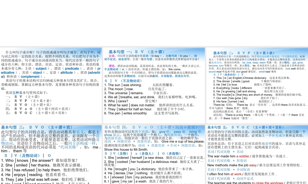 高中英语 英语句子成分的分析与理解课件 牛津版必修1 课件