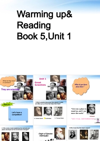 高中英语 Unit1(Great scientists)课件Warming up & Reading(5)课件 新人教版必修5 课件