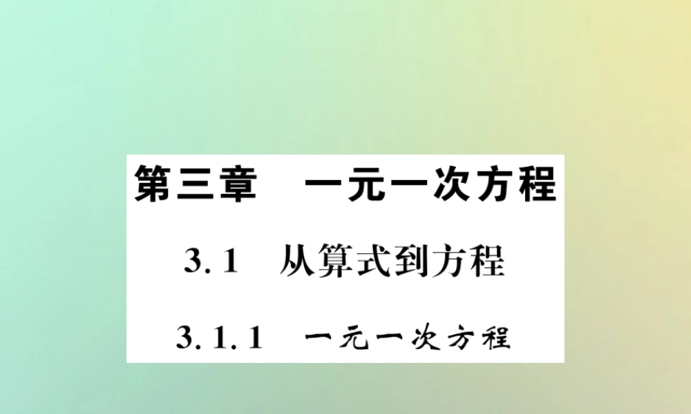 秋七年级数学上册 第3章 一元一次方程 3.1 从算式到方程 3.1.1 一元一次方程习题课件 (新版)新人教版 课件