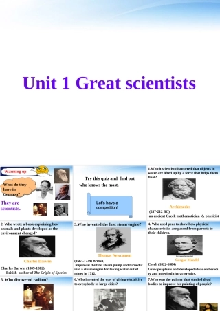 高中英语 UNIT 1 Great Scientists课件 新人教版必修5 课件