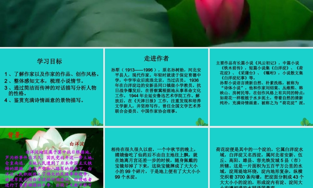 高三语文上册荷花淀课件华东师大版 课件