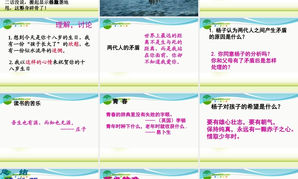 高中语文 (十八岁和其他)精品课件 苏教版必修1 课件