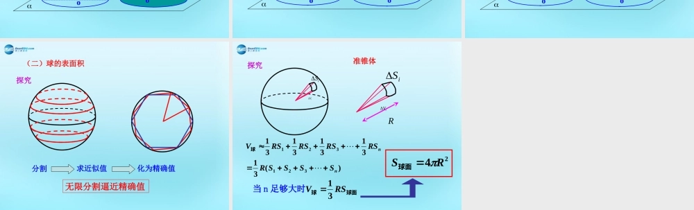 高中数学 13 空间几何体的表面积与体积 1球的体积和表面积推导素材 新人教版必修2 素材