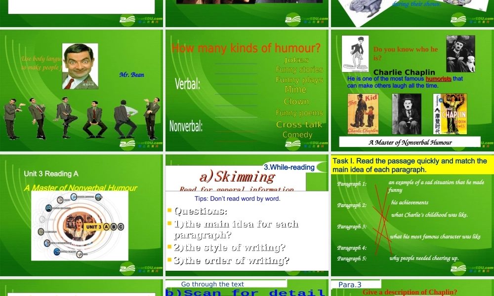 高中英语Unit3 A taste of English humour reading原创课件新人教版必修4 课件