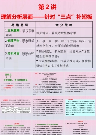 高三语文二轮复习专题二古诗歌阅读第2讲课件