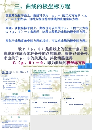 高二数学选修4-4 曲线的极坐标方程 课件