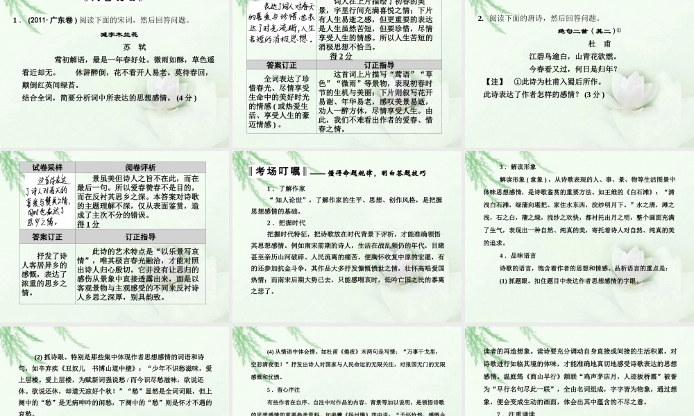 高中语文二轮复习 134 思想感情鉴赏课件(新课标) 课件