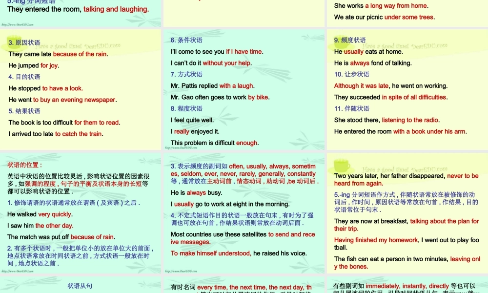 高考英语语法 状语 试题