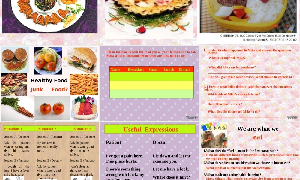 高一英语Unit13 Healthy Eating课件 人教版 课件